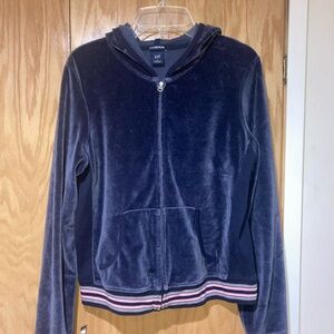 GAP Women Dark Blue Velvet Hoodie